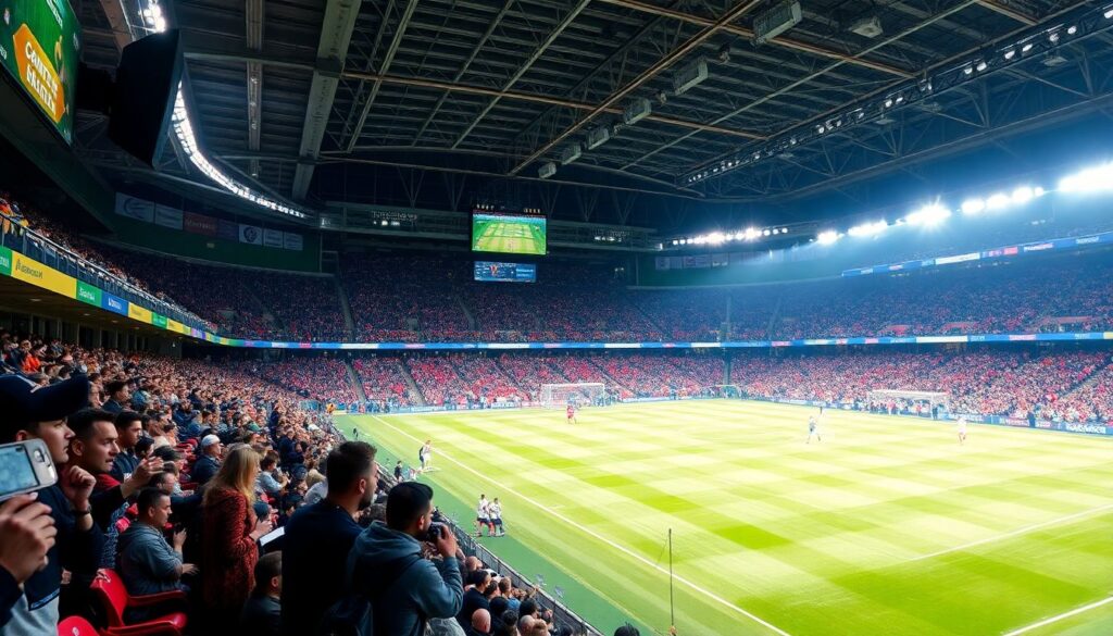 История стадионного звука: песня болельщиков и гудки - иллюстрация